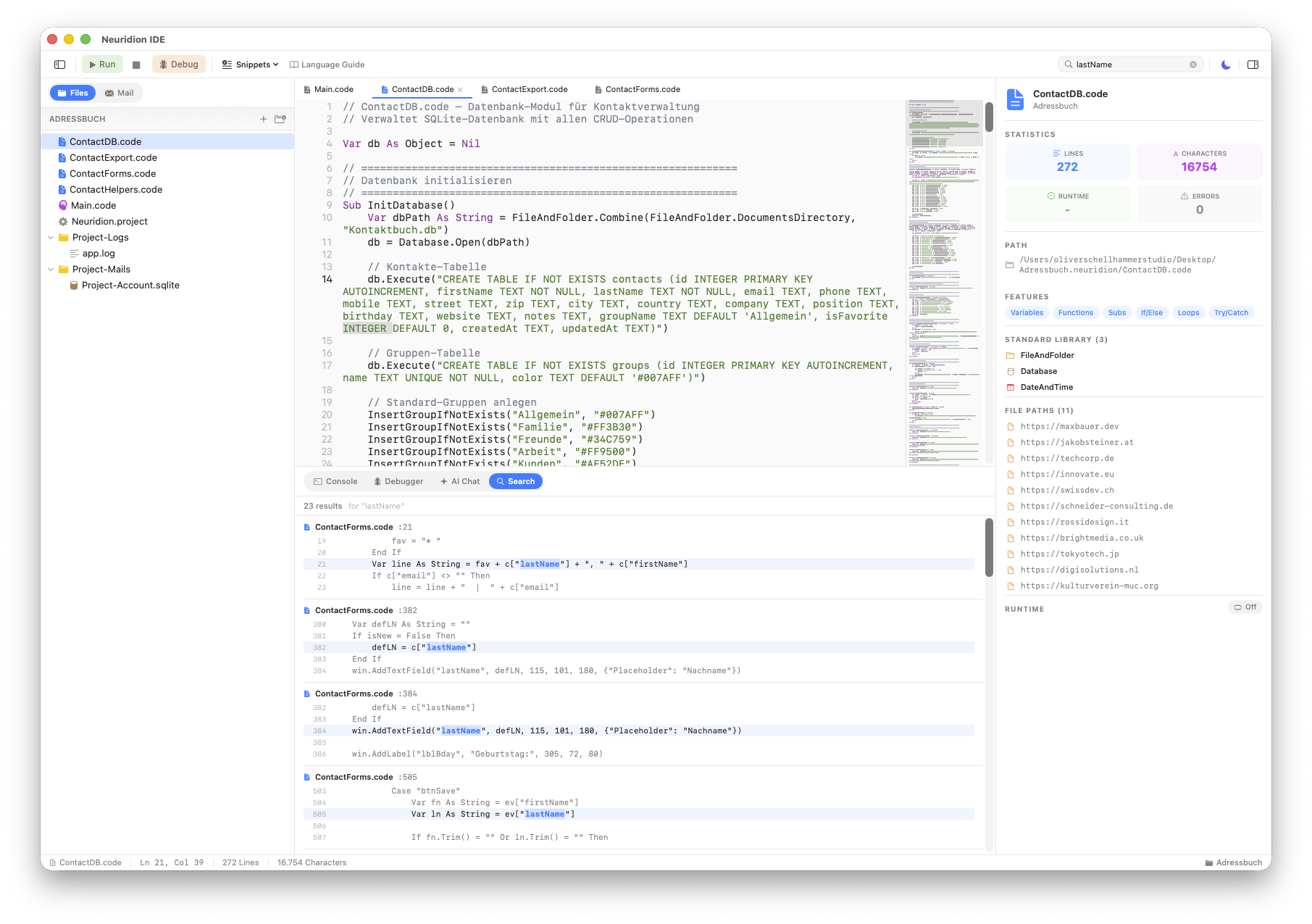 IDE debugger with variable inspector